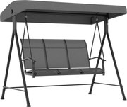 Outsunny Baloiço estilo Hollywood, para 3 pessoas, toldo solar ajustável, até 240 kg, cinza escuro, 200 x 133 x 176 cm | Aosom Portugal