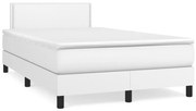 vidaXL Cama boxspring com colchão 120x190 cm couro artificial branco