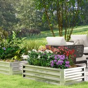 Floreira de Aço Galvanizado para Cultivar Plantas Flores Floreira Exterior Retangular com Fundo Aberto 120x60x30,5 cm Prata