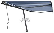 Toldo retrátil manual independente 400x350 cm azul e branco