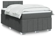 vidaXL Cama com molas/colchão 120x200 cm tecido cinzento-escuro