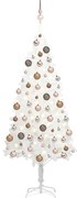 vidaXL Árvore Natal artificial pré-iluminada c/ bolas branco