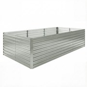 Outsunny Jardineira Exterior Jardineira Elevada Galvanizada com Borda de Segurança e Fundo Aberto 240x120x60 cm Cinza e Prata | Aosom Portugal