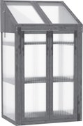 Outsunny Mini estufa, pequena estufa com estrutura de madeira, janela e porta dupla, 3 prateleiras, 70L x 50B x 120H cm, Cinza | Aosom Portugal