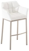 Banco de bar Damaso em couro sintético e com estrutura prateada 64 x 110 x 48 cm Branco