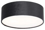 Candeeiro de teto moderno preto 30 cm com interior dourado - Drum Moderno
