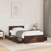 vidaXL Estrutura cama c/ cabeceira derivados madeira carvalho castanho