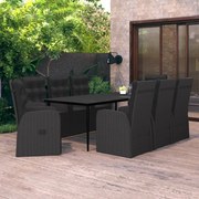 vidaXL 9 pcs conjunto de jantar para jardim com almofadões preto