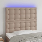 Cabeceira cama c/ LED couro artif. 100x5x118/128 cm cappuccino