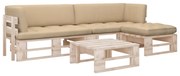 4 pcs conjunto lounge paletes c/ almofadões pinho impregnado