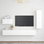 4 pcs conjunto de móveis de TV derivados de madeira branco