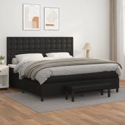 vidaXL Cama com molas/colchão 200x200 cm couro artificial preto