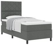 vidaXL Cama Box com colchão Cinza Escuro 100 x 200 cm tecido