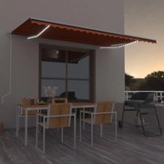 Toldo autom. LED e sensor de vento 500x300 cm laranja/castanho