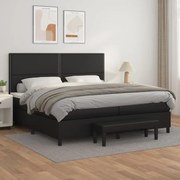 vidaXL Cama com molas/colchão 200x200 cm couro artificial preto
