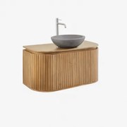 Conjunto De Móvel De Casa De Banho Suspenso Em Madeira De Manga Analis Madeira De Manga & Cimento Cinzento Redondo Ø40 Cm Tarsis & Sem - Sklum