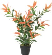HOMCOM Photinia artificial 90 cm planta artificial com 300 folhas, ramos ajustáveis, 45 x 45 x 90 cm, Vermelho+Verde | Aosom Portugal