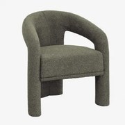 Cadeira De Jantar Com Braços Estofada Greca Bouclé Verde Sálvia - Sklum