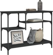 vidaXL Mesa consola c/ prateleiras 100x35x75 cm preto