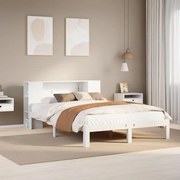 Cama com estante sem colchão 160x200 cm pinho maciço branco