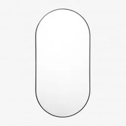 Espelho De Parede Oval 50x100 Cm Para Casa De Banho Com Luz Led E Antivapor Asteiro Preto - Sklum