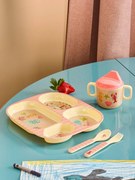 Conjunto oferta para bebé CORAL OCEAN louça de aprendizagem 4 peças em melamina rice rosa-blush