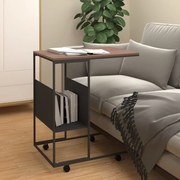 vidaXL Mesa de apoio c/ rodas 55x36x63,5 cm derivados de madeira preto