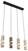 Moderne hanglamp zwart met taupe en beige 4-lichts - Stream Moderno