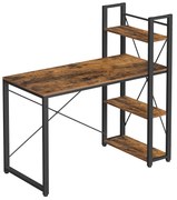 Escrivaninha de computador com prateleiras para uso à esquerda ou à direita | VASAGLE | 119,3 x 60 x 120 cm | castanho rústico|preto | LWD48X.