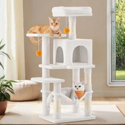 Arranhador para gatos com vários andares 45 x 35 x 112 cm branco
