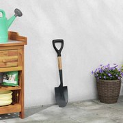 vidaXL Pá Preto 68,5 cm Aço Revestido e Madeira Sólida