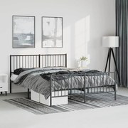 vidaXL Estrutura de cama com cabeceira e pés 150x200 cm metal preto