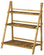Outsunny Suporte para Plantas de Madeira com 3 Níveis Dobrável Suporte para Vasos de Plantas para Interior e Exterior 80x37x93 cm Madeira