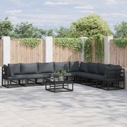 vidaXL Conjunto de Sofá de Jardim 8 pcs Preto 353 x 283 x 71 cm