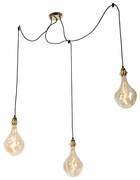 Candeeiro de suspensão dourado 3 luzes com LED dourado regulável - Cava Luxe Moderno