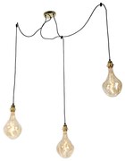 Candeeiro suspenso dourado 3 luzes incl. LED dourado regulável - Cava Luxe Moderno