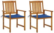 vidaXL Cadeiras de jardim com almofadões 2 pcs acácia maciça