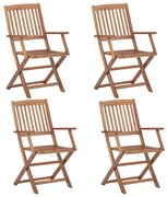 vidaXL Cadeiras de jardim dobráveis 4 pcs madeira de acácia maciça