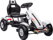 HOMCOM Kart a Pedais para Crianças com Assento Ajustável Pneus de Goma Travão de Mão para Crianças de 5-12 Anos 121x58x61 cm Branco | Aosom Portugal