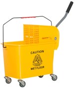 HOMCOM Balde Esfrega Profissional 20L Rodas Prensa Amarelo 63x27x67cm Limpeza Eficiente Industrial | Aosom Portugal