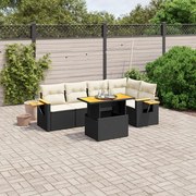 vidaXL 6 pcs conjunto sofás de jardim c/ almofadões vime PE preto