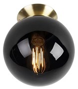 Candeeiro de teto Art Deco latão com vidro preto - Pallon