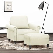 vidaXL Poltrona com apoio de pés 60 cm veludo cor creme