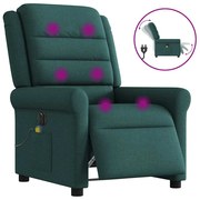 vidaXL Poltrona reclinável de massagens elétrica tecido verde-escuro