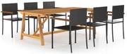 vidaXL 7 pcs conjunto de jantar para jardim preto