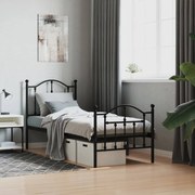 Estrutura de cama com cabeceira e pés 75x190 cm metal preto