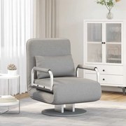vidaXL Cadeira giratória e sofá-cama tecido cinzento-claro
