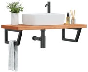 vidaXL Prateleira de parede p/ lavatório aço/madeira de faia maciça