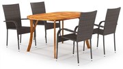 vidaXL 5 pcs conjunto de jantar para jardim castanho