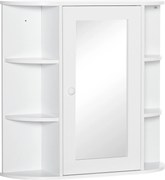 HOMCOM Armário com Espelho Casa Banho Prateleiras Laterais Organização 66x17x63cm Branco | Aosom Portugal